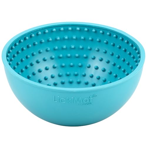 LickiMat Wobble, Dog Slow Feeder Bowl Lick Mat, Boredom Anxiety Reducer; Perfect for Food, Treats, Yogurt, or Peanut Butter. Fun Alternative to a Slow Feed Dog Bowl, Turquoise - color: Turquoise