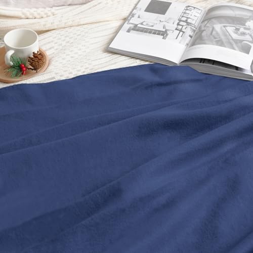 ZYFZCYBL Fleece Throw Blankets Lightweight Warm Soft Cozy Pet-Friendly Bulk Fleece Throw Blanket Solid for Home Bed, Sofa，Office,Gifts, Couch (Pack of 6-50 x 60 inch，Navy) - color: Navy
