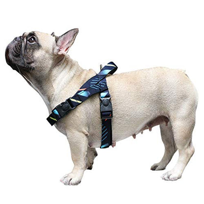 iChoue French Bulldog Harness Adjustable Padded Locked Buckle with Handle for Frenchie Pug English Boston Terrier Dogs, Shooting Stars, Small - color: A Harness Stars, size: Small ( 5 - 25 lbs )