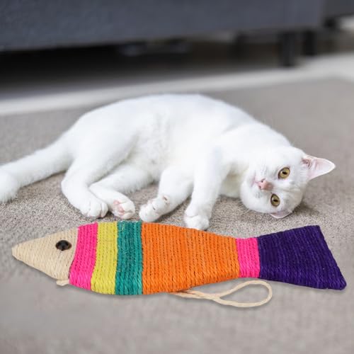 Cat Scratching Board Creative Fish Shaped Cat Claw Toy Colorful Sisal Pad Scratch Lounge Durable Scratching Pad Interaction Toy (L) - color: Fish L
