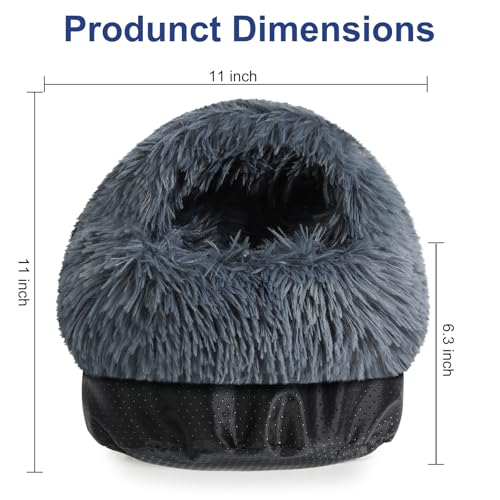 Soothing Guinea Pig Hideout, Doughnut Guinea Pig Bed with Hooded Cover, Washable Hamster Rabbit Bunny Bed, Washable Round Cave Beds for Small Animal Bunny Rabbit Hideout (Black) - color: Black