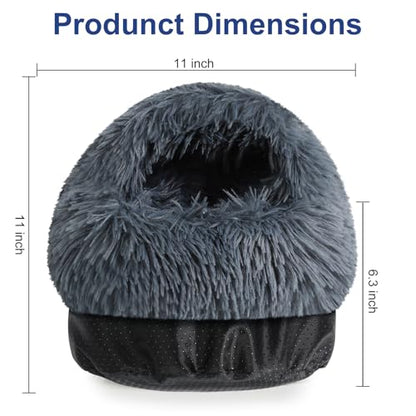 Soothing Guinea Pig Hideout, Doughnut Guinea Pig Bed with Hooded Cover, Washable Hamster Rabbit Bunny Bed, Washable Round Cave Beds for Small Animal Bunny Rabbit Hideout (Black) - color: Black