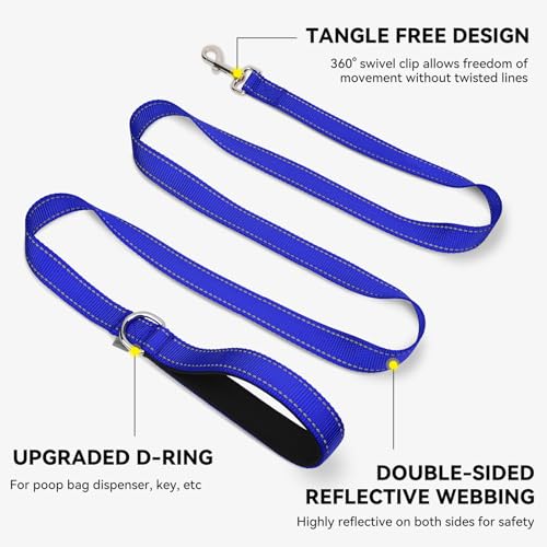 Joytale Dog Leash, 4 FT Double-Sided Reflective, Padded Handle Nylon Heavy Duty Leashes for Small Dogs Walking, Navy Blue - color: Navy Blue, size: 4 ft Narrow