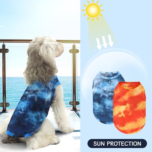 XPUDAC 4 Pack Dog Shirt Tie Dye Lightweight Dog Clothes for Small Dogs Boy Girls Breathable Stretchy Tank Top Vest-Medium - size: M-16" Chest