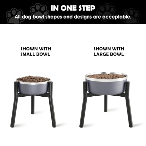 SHAINFUN Adjustable Dog Bowl Stand, Tall Elevated Feeder for 7-10.6" Bowls, Metal Single Raised Holder, 11" Tall (Bowl Not Included) - color: Black-HM, size: Height: 11", Width: 7-10.6"