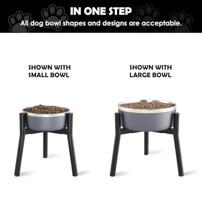 SHAINFUN Adjustable Dog Bowl Stand, Tall Elevated Feeder for 7-10.6" Bowls, Metal Single Raised Holder, 11" Tall (Bowl Not Included) - color: Black-HM, size: Height: 11", Width: 7-10.6"