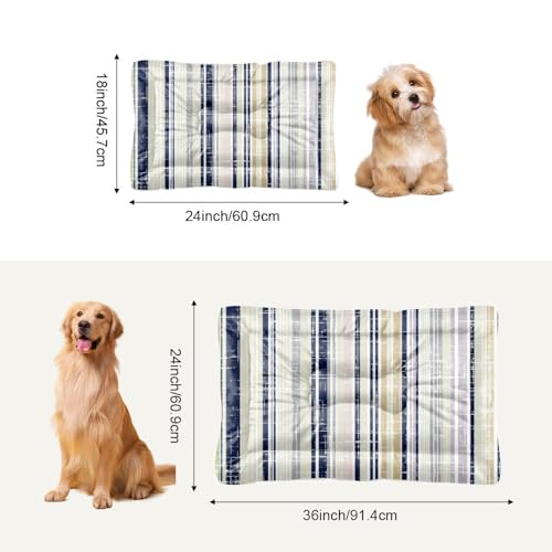 Cozy Dog Bed with Anti-Slip Bottom, Stripes Dog Products Chew Proof Crate Pad Car Bed Comfy Mat for Indoor& Outdoor Sofa Cars, Machine Washable 24 X 18 Inch - size: 24 × 18 inch