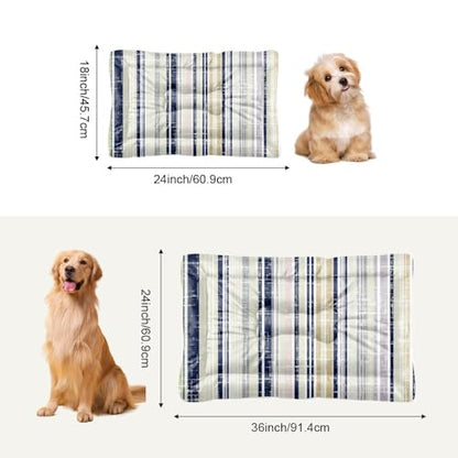 Comfortable Cat Beds with Anti-Slip Bottom, Stripes Dog Furniture Chew Proof Dog Crate Pad Foldable Bed Ultra Soft Mattress for Indoor& Outdoor Sofa Cars, Machine Washable 24 X 36 Inch - size: 36 × 24 inch