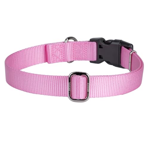Heavy Duty Dog Collar for Medium Dogs, Pink| Quick Release Nylon, Adjustable No-Pull Training & Everyday Walk(Medium, Bonbon Pink) - color: Bonbon Pink, size: Medium