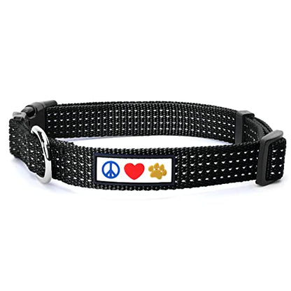 Pawtitas Reflective Dog Collar for X-Small Dogs – Adjustable Nylon Puppy Collar with Quick-Release Buckle | Fits Neck 8–13 in | Night Safety Training Collar | XS | Black - color: Black, size: X-Small (Pack of 1)