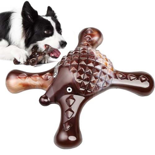 Tough Dog Chew Toy for Aggressive Chewers – Durable Bacon Flavored Nylon Bone for Large Dogs, Fillable Dental Toy for Teething, Indoor Chewing & Crate Training, Boredom Relief Gift - color: Brown, size: Large