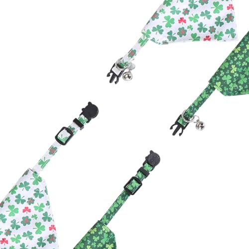 St.Patrick's Day Cat Collar with Bow Tie and Bell Breakaway Adjustable Safety - color: St.Patrick-bandana