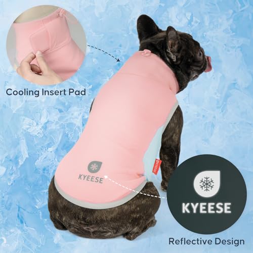 KYEESE Dog Cooling Vest, Breathable Dog T Shirt for Small Dogs Girl, Soft Sun Protection Reflective Tank Top with Cooling Insert Pad, Lightweight Sleeveless Summer Dogs Clothes, Pink, M - color: Pink, size: Medium (7-11lbs)