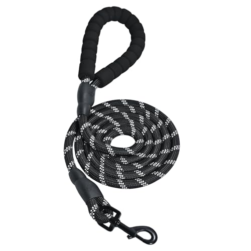 Amazon Basics Round Dog Leash, Heavy Duty, Durable Rope for Small, Medium, and Large Dogs, Lightweight Design for Walking, Training, and Outdoor Activities, Black, 6 Ft - color: Black, size: Large