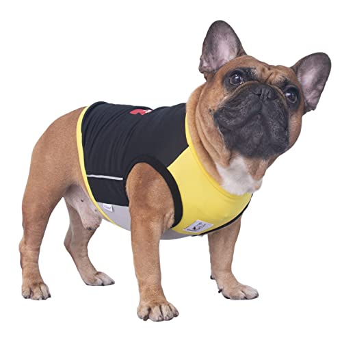 iChoue French Bulldog Summer Cooling Shirt for Dogs UV Sun Protection Vest Sleeveless Stretchy Tank Top English Pug Yellow Black - XXLarge - color: Cooling Shirts Yellow Black, size: XX-Large ( 55 - 70 lbs )