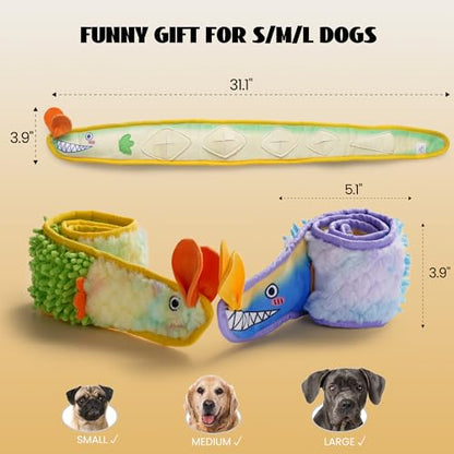 Nocciola EEL Squeaky Dog Toy, Tough No Stuffing Toy for Tug of War, Puppy Interactive Puzzle Fun to Keep Them Busy, Cognitive Crinkle Dog Toy for Large Medium Small Breed, Yellow - color: No Stuffing Yellow Eel