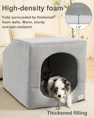 Indoor Dog House for Extra Large Medium Small Sized Dogs - Dog Tent with Washable Removable Cover, Pet Orthopedic Dog Cave Bed Egg-Crate Foam Cushion, Inside Dog House Large Space(XL) - size: X-Large (36"L x 26"W x 26"Th)