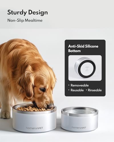Homerunpet Double Wall Stainless Steel Dog Bowls, Non-Slip Base, Dishwasher Safe, Durable Pet Food & Water Bowl for Dogs & Cats(32oz, Steel Blue) - color: Steel Blue
