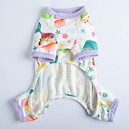 Dog Pajamas for Small Dogs, Soft Thin Pjs Jammies Cat Doggie, Summer Pet Cute Puppy Clothes Outfits Dogs Boy Girl(Mermaid Cake,XS) - color: Mermaid Cake, size: X-Small (Chest 11.8 in)