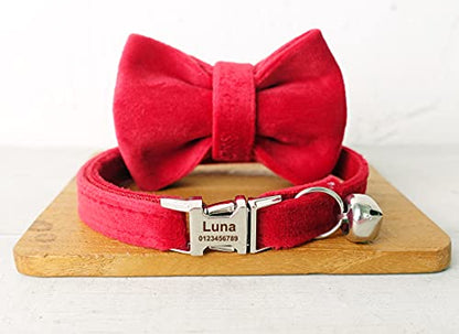 Cat Collar Personalized with Name Phone Number Engraved,Customized with Bell for Small Dogs Puppy Kitten - color: Red, size: S (6"-10")