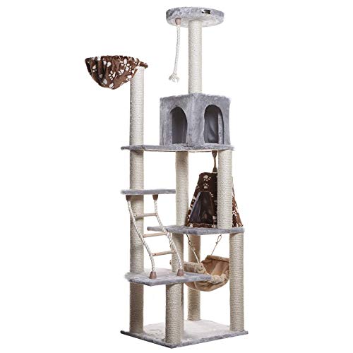 Armarkat Cat Tree Model A7802, Silver Gray - color: Silver Gray, size: 42"(L)X26"(W)X78"(H)