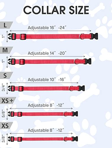Reflective Dog Collar, Sturdy Nylon Collars for Puppy and Extra Small Girl and Boy Dogs, Adjustable Dog Collar with Quick Release Buckle,Red,3/8" Width - color: Red, size: X-Small (Pack of 1)