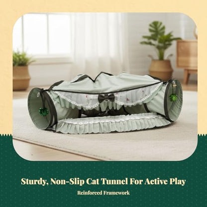 Baoblaze Cat Tunnel Bed Interactive Toy Playground Kitten Training with Removable Mat Hideout for Indoor Small Animals Pets Dogs Rabbit, Green - color: Green