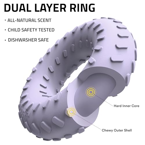 Playology Dog Toys | Dual Layer Ring Durable Dog Toy for Tough Chewers | Lamb Scented Medium Chew Toy for Dogs - size: Medium, style: Lamb