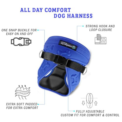 Comfort fit All Weather Step-in Dog Harness - Adjustable Small Dog Harness Medium Sized Dogs - Soft Padded Easy Walk Dog Vest Harnesses - color: Blue, size: S (Chest 12" - 15.5")