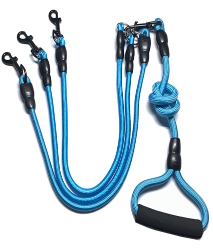 3 in 1 Durable Nylon Dog Leash with Padded Handle, 360° Swivel No Tangle Climbing Rope Removable Pet Traction Rope, Lead for Medium Large Dogs Blue - color: Blue