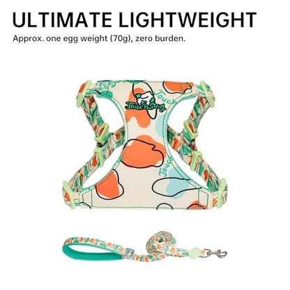 Touchdog Artist Series Y-Shape Dog Harness, 70g Ultra-Lightweight Breathable Air-Layer Vest with Soft Padded Chest, No-Pull Adjustable Harness for Small Medium Dogs (Green, M) - color: Green, size: M