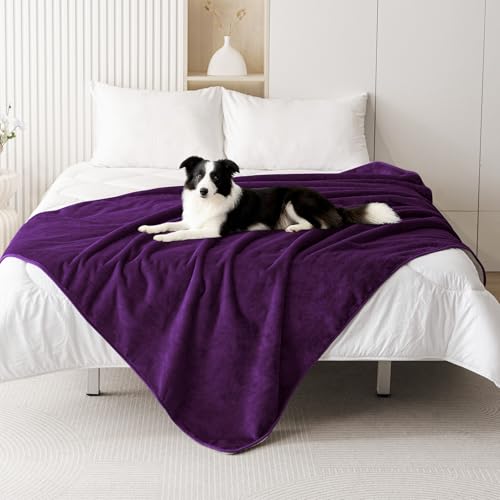 Smiry Waterproof Dog Bed Blanket, Leakproof Pet Throw Blanket for Bed Couch Sofa, Reversible Sherpa Fleece Furniture Protector Cover for Small Medium Large Dogs Cats (Purple, 60x80 inches) - color: Purple, size: 60x80 inches