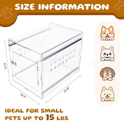 Dog Crate Furniture, Clear Indoor Dog Kennel for Small to Medium Dog, Durable Crack-Resistant PC Polycarbonate Pet Kennel, Lockable & Ventilated, Modern Dog Crate End Table,21.6"Lx15.7"Wx17.7"H - size: 21.6"L x15.7"W x17.7"H
