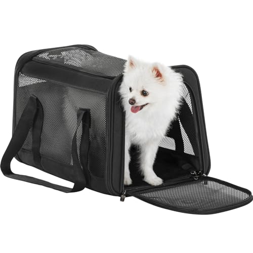19 x 12 x 12 Large Cat Car Carrier – Roomy Escape-Proof Cat Car Seat for Safe Driving, Lockable Zippers & Safety Tether, Soft-Sided Travel Carrier for Road Trips & Vet Visits - color: Z-Black, size: Large