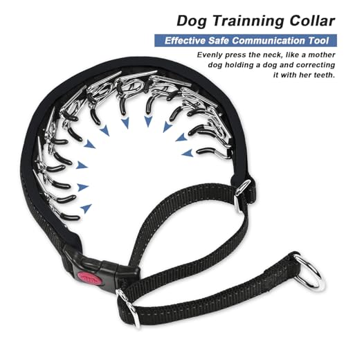 Martingale No Pull Dog Collar - Heavy Duty Nylon with Buckle, Adjustable Anti Pull Reflective Slip Collar for Large Medium Small Dog Training Walking L Black - color: Black Black, size: L (19"-26" Neck, 1.5" Wide)