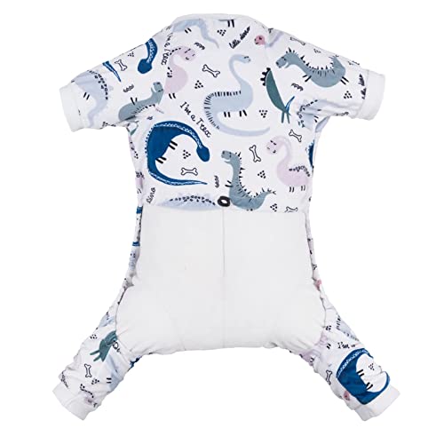 CuteBone Soft Puppy Pajamas Cute Dog Pjs Jumpsuit Pet Clothes Apparel P160S - color: Little Dinos, size: Small