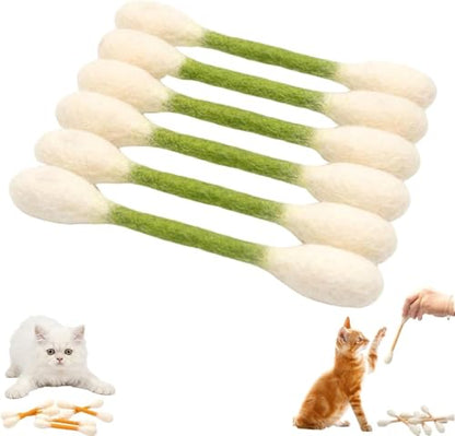 Cotton Swabs Cat with Catnip, 6 Pk Giant Kitten Chew Sticks,Interactive Kitty Kick Sticks for Cat Lovers Gift - Sturdy Teething Chew Toy (Green) - color: Green