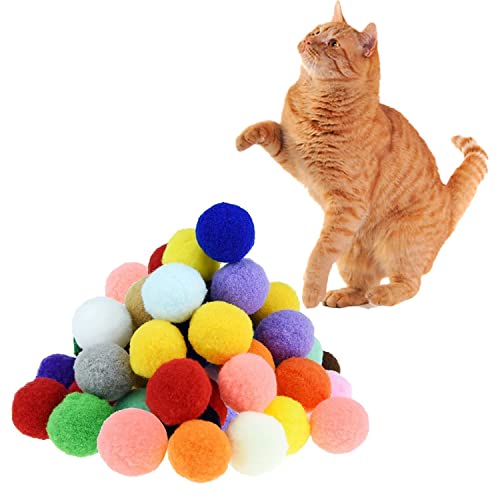 Premium Soft Pom Pom Balls for Kittens - Lightweight, Interactive, Assorted Colors - Plush Toy for Kitten Training and Play - Pet Products for Cats (1.2 Inches 30 Balls) - size: 1.2 Inches 30 Balls