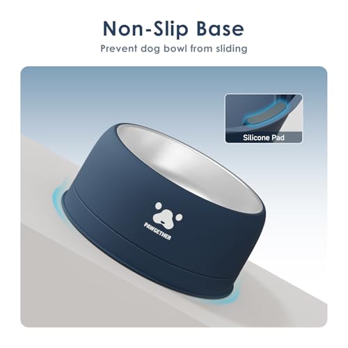 PAWGETHER® Stainless Steel Dog Bowls, Dog Food Water Bowl with Non-Slip Base Two-Piece Design Easy Clean Dishwasher Safe Navy Blue 34oz + 12oz - color: Navy (34oz + 12oz)