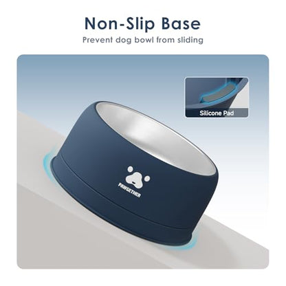PAWGETHER® Stainless Steel Dog Bowls, Dog Food Water Bowl with Non-Slip Base Two-Piece Design Easy Clean Dishwasher Safe Navy Blue 34oz + 12oz - color: Navy (34oz + 12oz)