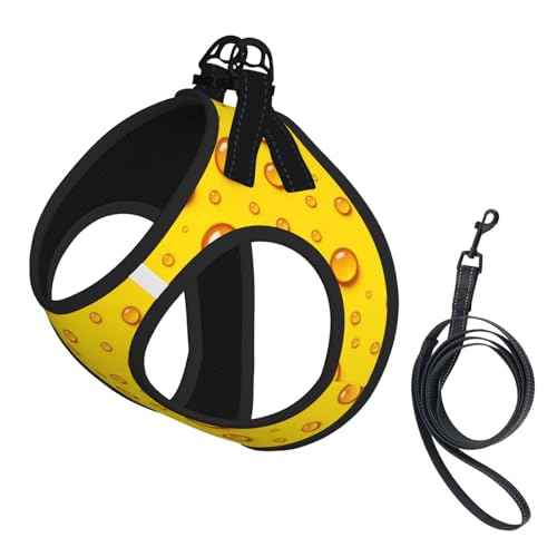 Waterproof Dog Vest Harness Set, Cheese Background, 3D Printed No Pull Reflective Straps, Adventure Gear for Hunting Training Trips - color: Design (594), size: Small