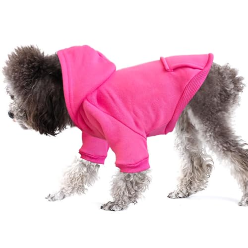 Jecikelon Winter Dog Hoodie Sweatshirts with Pockets Warm Dog Clothes for Small Dogs Chihuahua Coat Clothing Puppy Cat Custume (Rose red, XX-Small) - color: Rose red, size: XX-Small