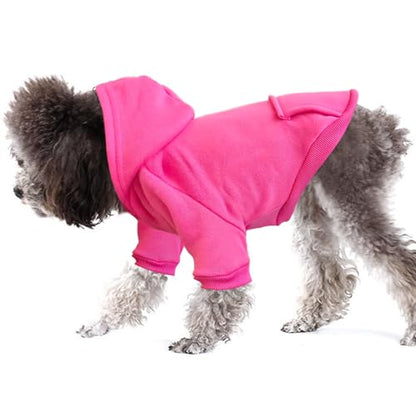 Jecikelon Winter Dog Hoodie Sweatshirts with Pockets Warm Dog Clothes for Small Dogs Chihuahua Coat Clothing Puppy Cat Custume (Rose red, XX-Small) - color: Rose red, size: XX-Small