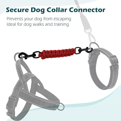 Dog Collar Safety Clip, Handmade Backup Safety Strap for Dog Harness, Prong, Pinch Collar, Double Ended Clasp Leash Connector (Red) - color: Red