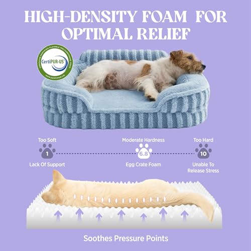 LE SURE Cute Dog Beds Large Sized Dog, Orthopedic Waterproof Large Pet Bed with Sides, High Back Non-Slip Bottom and Egg-Crate Foam Pet Couch Sofa with Washable Removable Cover, Blue - color: Blue, size: 35.0"l X 25.0"w X 7"th