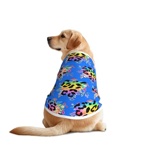 SWEET TANG Cooling Shirts for Medium Large Dogs, Lightweight Breathable Dog Summer T-Shirt Colorful Cheetah Leopard Print Floral, Sun Protection for Dogs Cats Pet, XX-Large - color: Pattern (194), size: XX-Large
