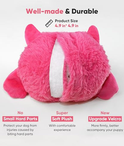 Petbobi Interactive Dog Toys Ball, USB Rechargeable Moving Dog Toy with Barking Sounds, Plush Monster Ball with Washable Cover, 4.9" Pet Toy for Small & Medium Dogs, Christmas & Birthday Gift - color: Pink