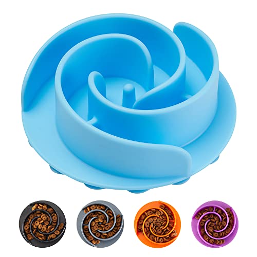 Slow Feeder Dog Bowls Insert, Animire Soft Silicone Slow Eating Dog Food Bowl for Small, Medium and Large Dogs, Compatible with Regular and Elevated Bowls - color: Blue, size: S