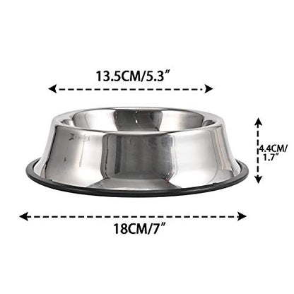 2Packs Stainless Steel Dog Bowl with Anti-Skid Rubber Base for Small/Medium/Large Pet, Perfect Dish, Pets Feeder and Water Choice Puppy Cat Kitten (8oz) - size: 8oz
