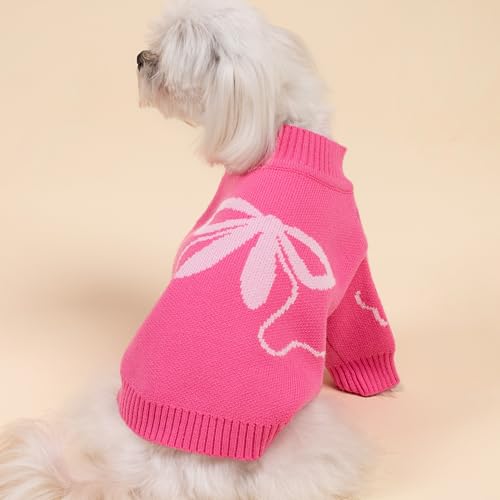Fitwarm Bowknot Valentine's Dog Sweater, Thermal Winter Clothes for Small Dogs, Charming Valentine's Outfit, Dog Pullover Jumper, Holiday Pet Apparel, Pink, Medium - color: Bowknot, size: Medium